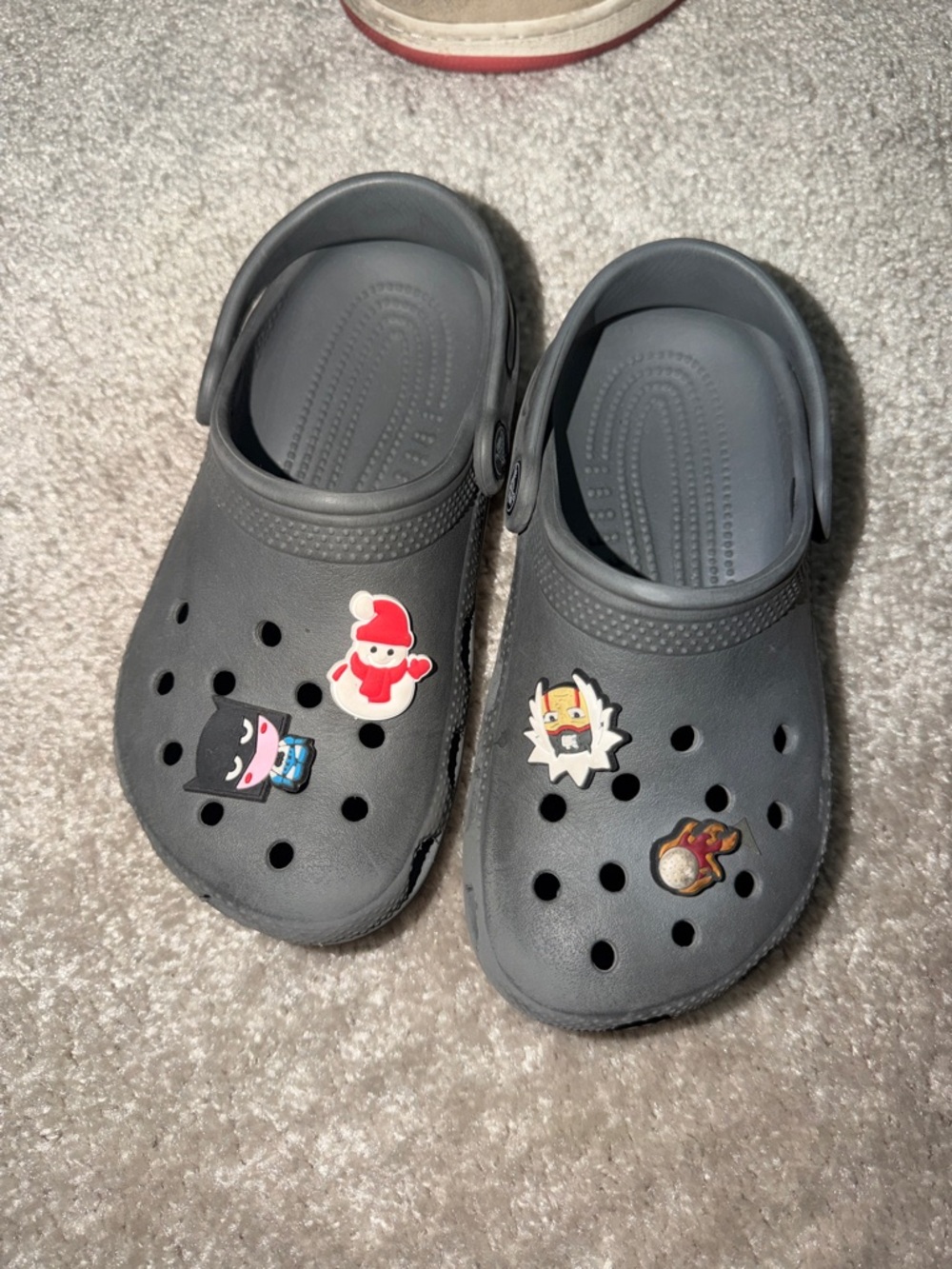 CROCS Kids Gray Slip-On Clogs with Character Charms
